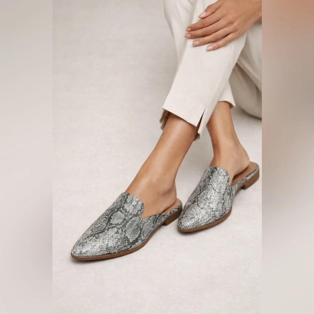🐍Arider Girl Snake Print Pointy Toe Slip-On Mule Loafers - Size 10🐍 - Picture 10 of 10